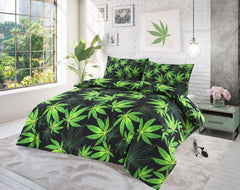 Dazzle Collection Luxurious Modern Style Cannabis Leaf Pattern Duvet Cover with Matching Pillowcase Cover Reversible Bedding Sets (Black, Double) ‎Dazzle Collection