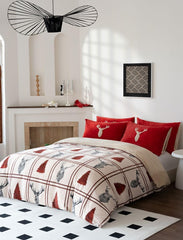 Dazzle Collection Teddy Fleece Duvet Cover with Pillow Cases Set Christmas Stag Quilt Cover Warm Cozy Extra Soft Thermal Teddy Bear Duvet Cover Set (Stag Red, Single) ‎Dazzle Collection