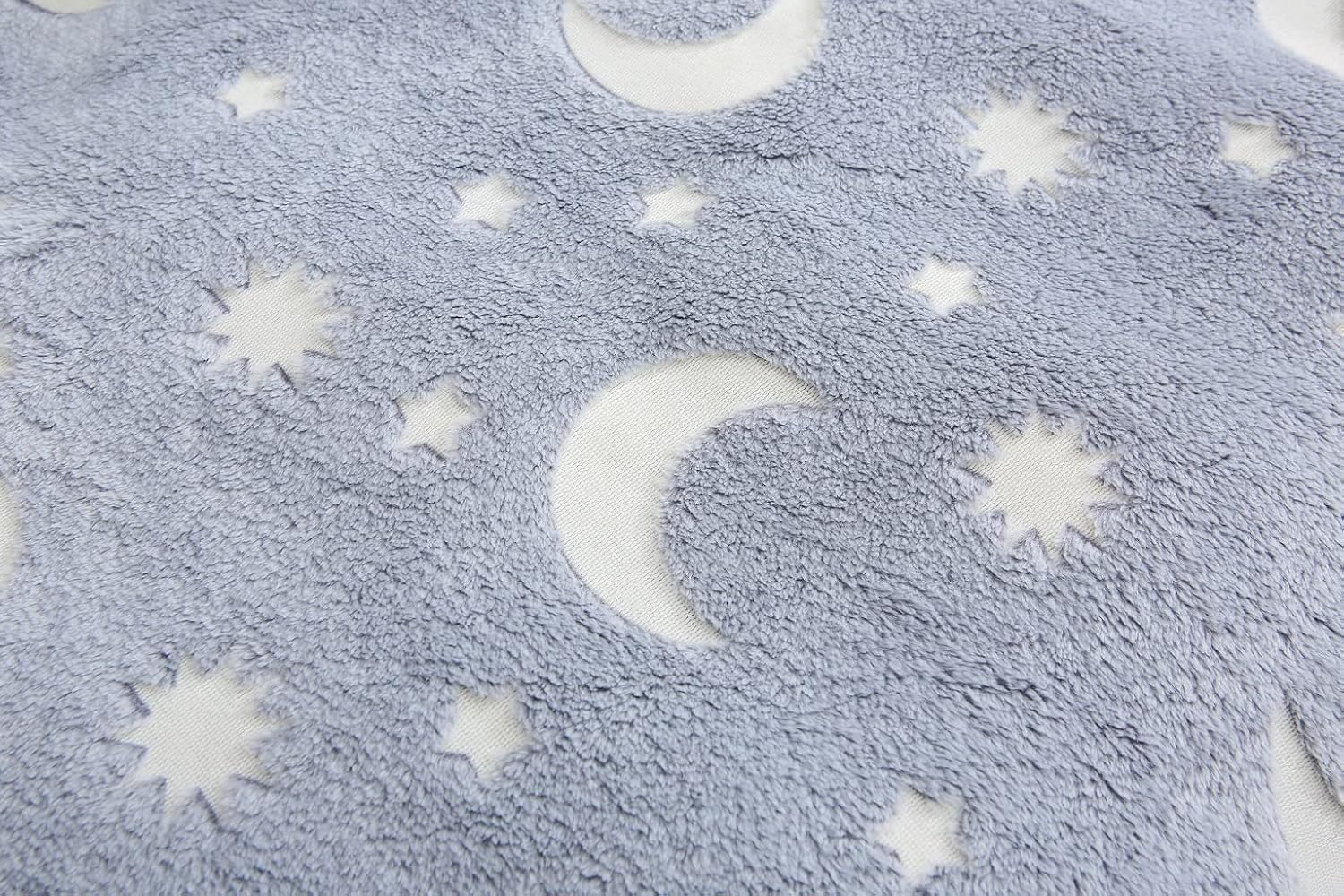 Moons and Stars Glow in the Dark Blanket All Seasons Christmas Holiday Birthday Gifts for Teen Kids Girls Boys (Stars Grey, 100 x 150cm) ‎Dazzle Collection